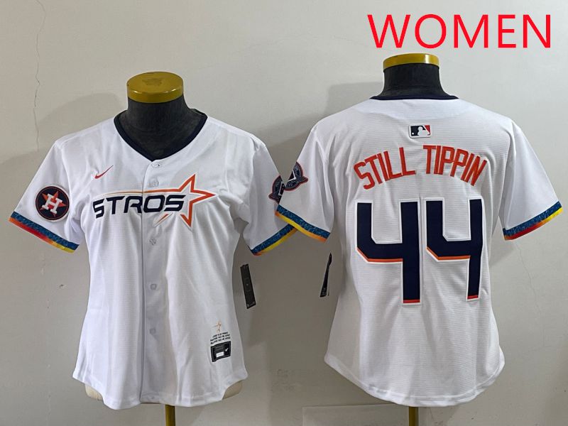 Women Houston Astros #44 Still Tippin White Four generations Joint Name 2025 Nike MLB Jersey style 9->women mlb jersey->Women Jersey